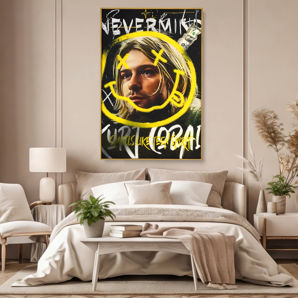 Tablou Canvas Premium LuxCanva® C1142, Kurt Kobain , Culori, Artist, Icon, Musician, Living Room, Bar, Relaxare, Culori Vibrante