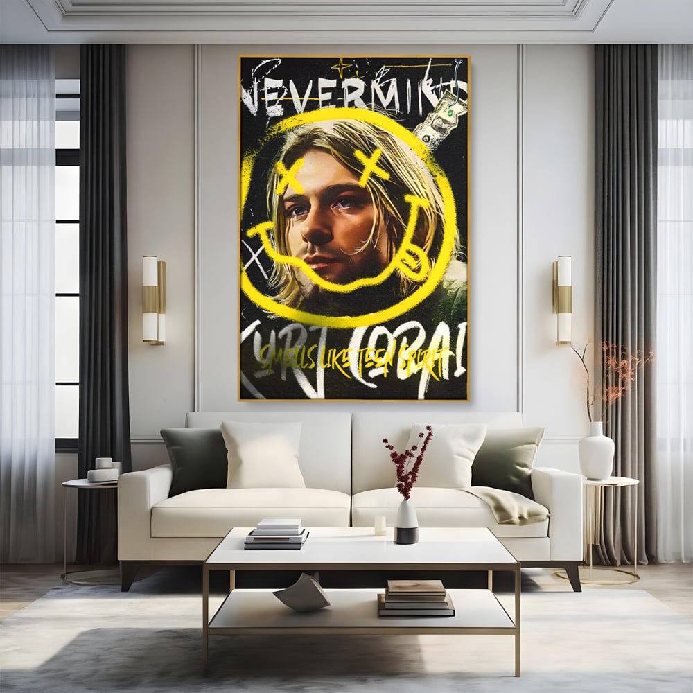 Tablou Canvas Premium LuxCanva® C1142, Kurt Kobain , Culori, Artist, Icon, Musician, Living Room, Bar, Relaxare, Culori Vibrante