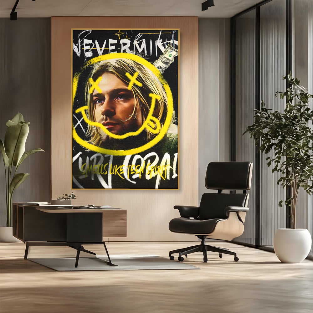 Tablou Canvas Premium LuxCanva® C1142, Kurt Kobain , Culori, Artist, Icon, Musician, Living Room, Bar, Relaxare, Culori Vibrante
