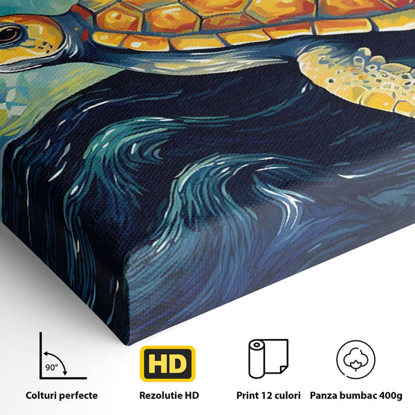 Tablou Canvas Premium LuxCanva® C1144, Turtle In The Ocean , Culori, Water, Swimming, Sky, Living Room, Relaxare, Culori Vibrante