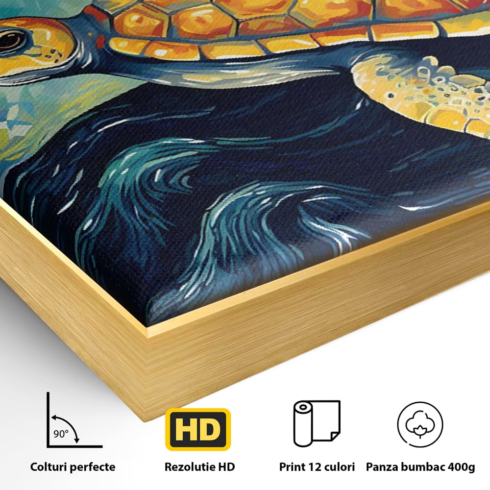 Tablou Canvas Premium LuxCanva® C1144, Turtle In The Ocean , Culori, Water, Swimming, Sky, Living Room, Relaxare, Culori Vibrante
