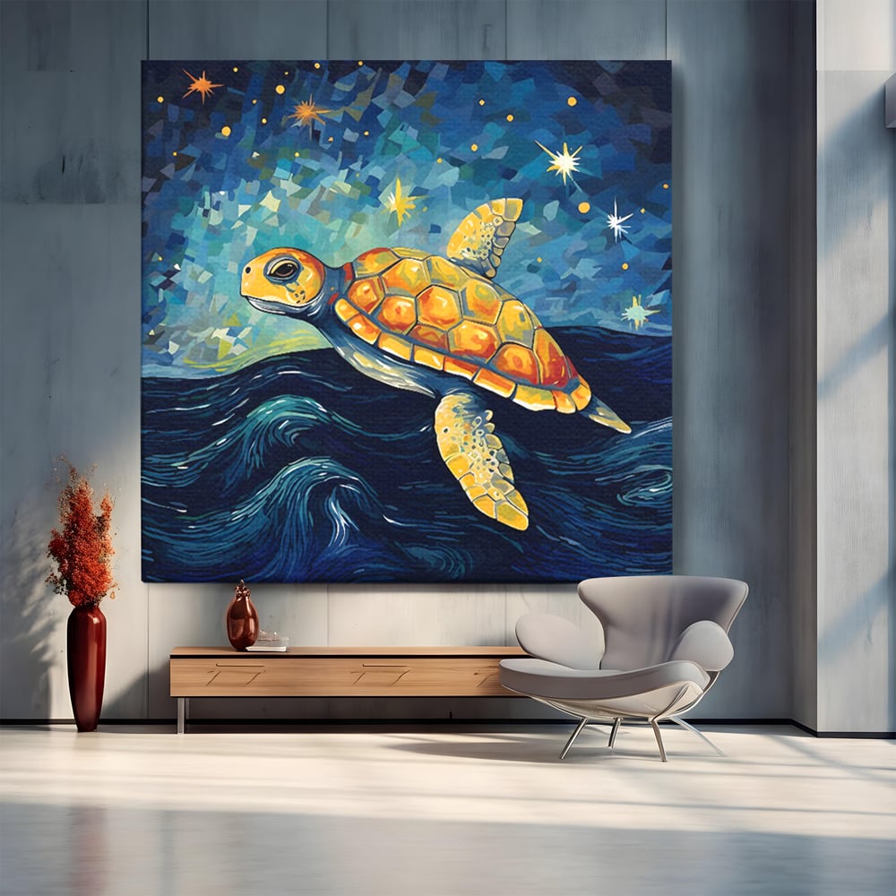 Tablou Canvas Premium LuxCanva® C1144, Turtle In The Ocean , Culori, Water, Swimming, Sky, Living Room, Relaxare, Culori Vibrante