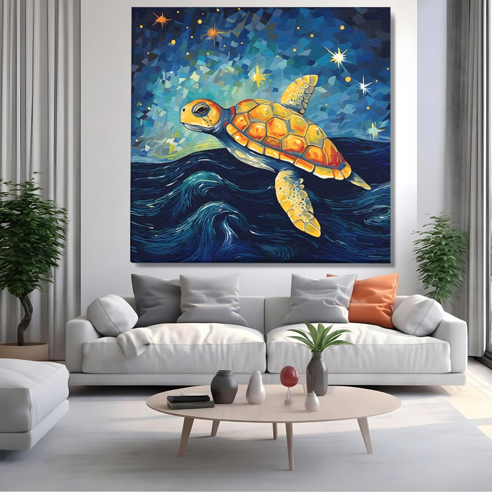 Tablou Canvas Premium LuxCanva® C1144, Turtle In The Ocean , Culori, Water, Swimming, Sky, Living Room, Relaxare, Culori Vibrante
