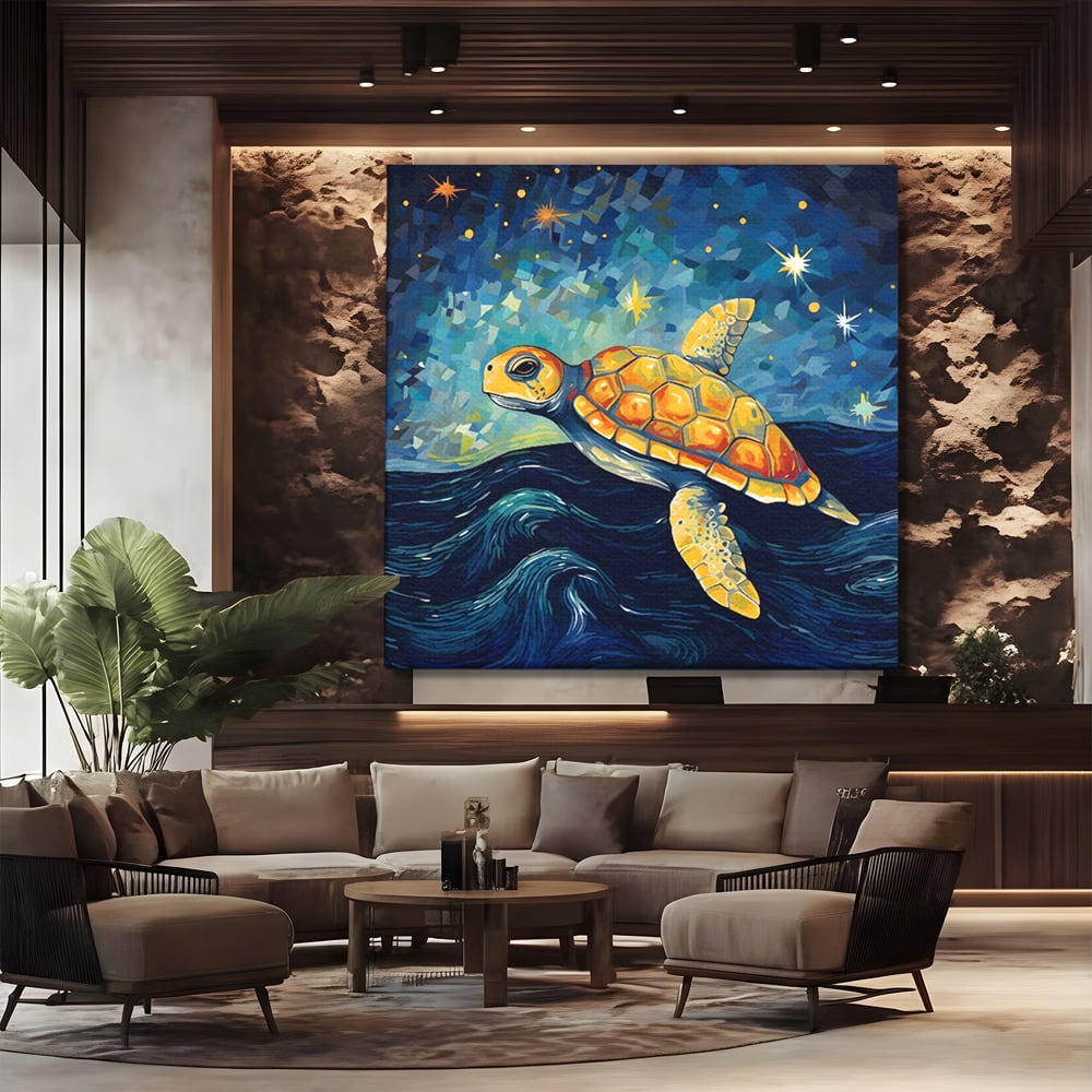 Tablou Canvas Premium LuxCanva® C1144, Turtle In The Ocean , Culori, Water, Swimming, Sky, Living Room, Relaxare, Culori Vibrante