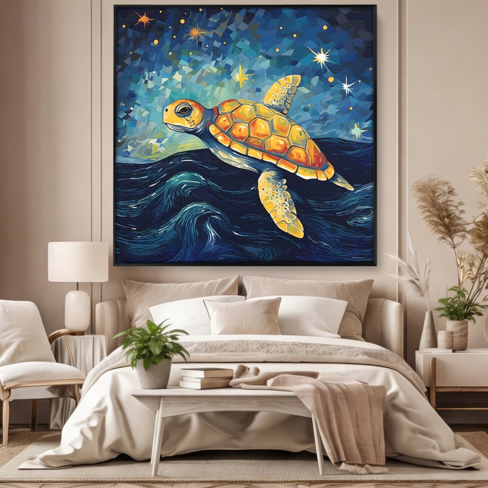 Tablou Canvas Premium LuxCanva® C1144, Turtle In The Ocean , Culori, Water, Swimming, Sky, Living Room, Relaxare, Culori Vibrante