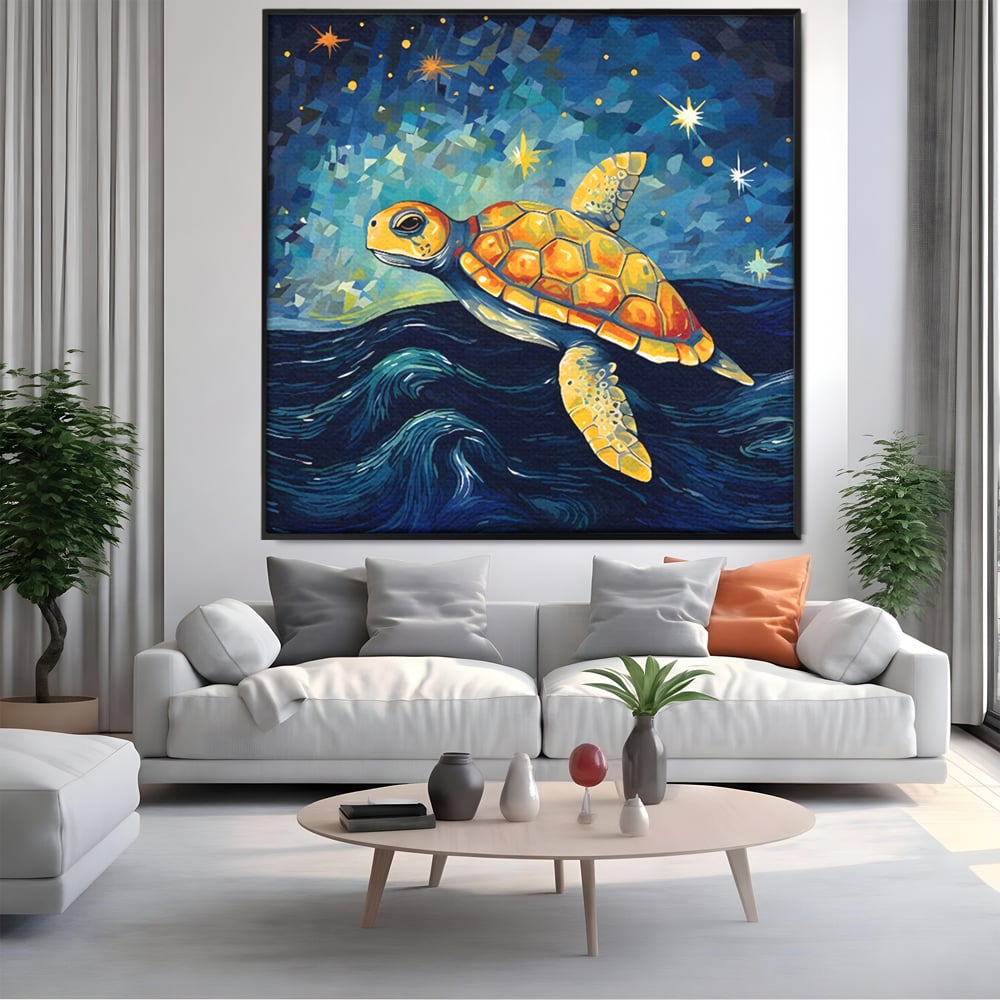 Tablou Canvas Premium LuxCanva® C1144, Turtle In The Ocean , Culori, Water, Swimming, Sky, Living Room, Relaxare, Culori Vibrante