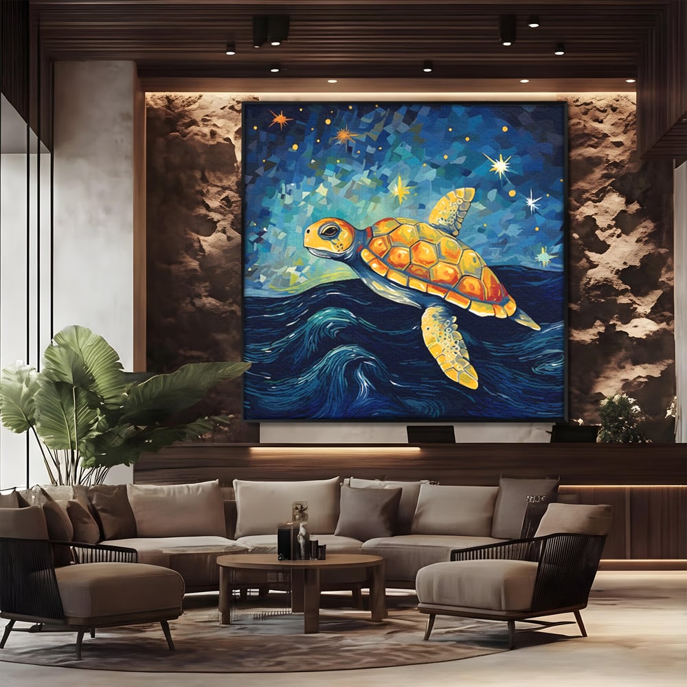 Tablou Canvas Premium LuxCanva® C1144, Turtle In The Ocean , Culori, Water, Swimming, Sky, Living Room, Relaxare, Culori Vibrante