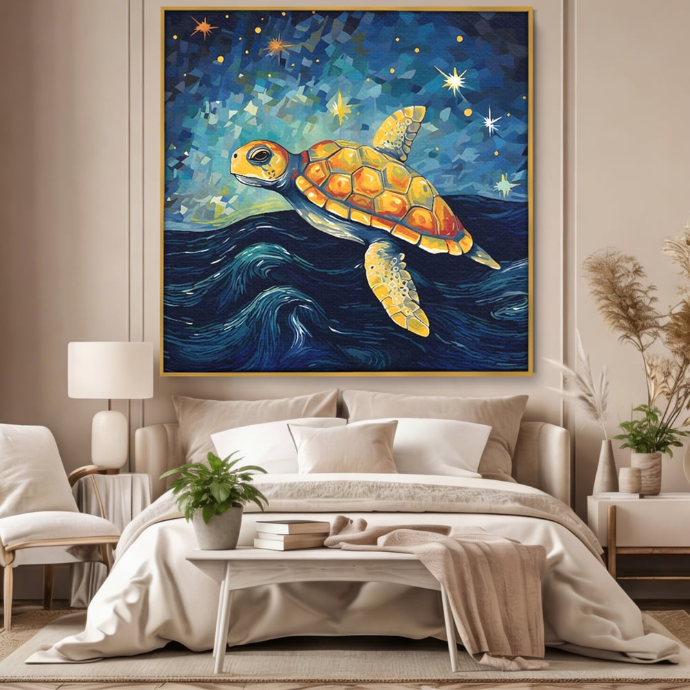 Tablou Canvas Premium LuxCanva® C1144, Turtle In The Ocean , Culori, Water, Swimming, Sky, Living Room, Relaxare, Culori Vibrante