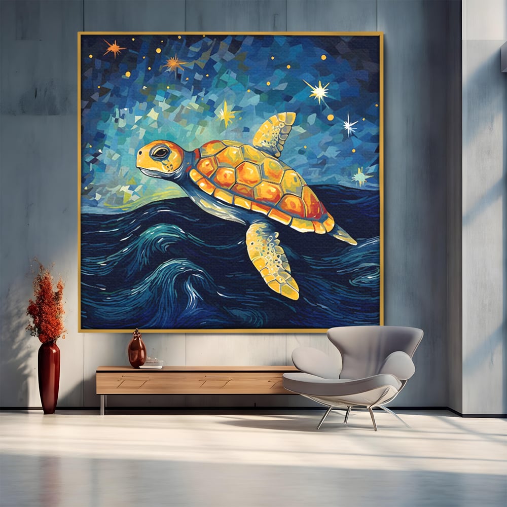 Tablou Canvas Premium LuxCanva® C1144, Turtle In The Ocean , Culori, Water, Swimming, Sky, Living Room, Relaxare, Culori Vibrante