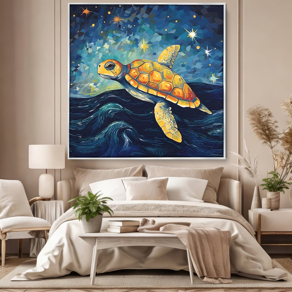 Tablou Canvas Premium LuxCanva® C1144, Turtle In The Ocean , Culori, Water, Swimming, Sky, Living Room, Relaxare, Culori Vibrante