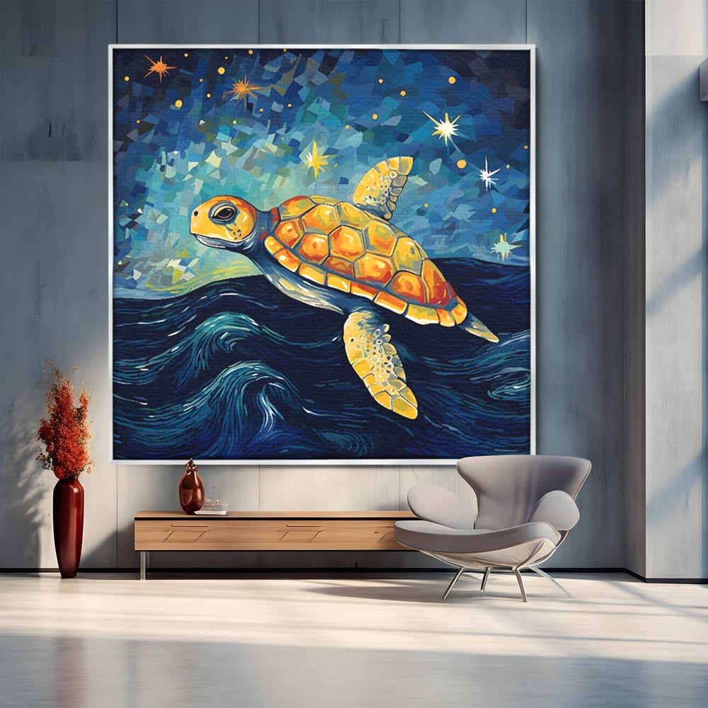 Tablou Canvas Premium LuxCanva® C1144, Turtle In The Ocean , Culori, Water, Swimming, Sky, Living Room, Relaxare, Culori Vibrante