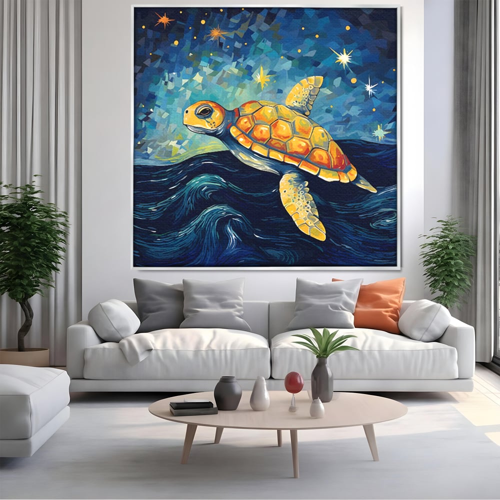 Tablou Canvas Premium LuxCanva® C1144, Turtle In The Ocean , Culori, Water, Swimming, Sky, Living Room, Relaxare, Culori Vibrante