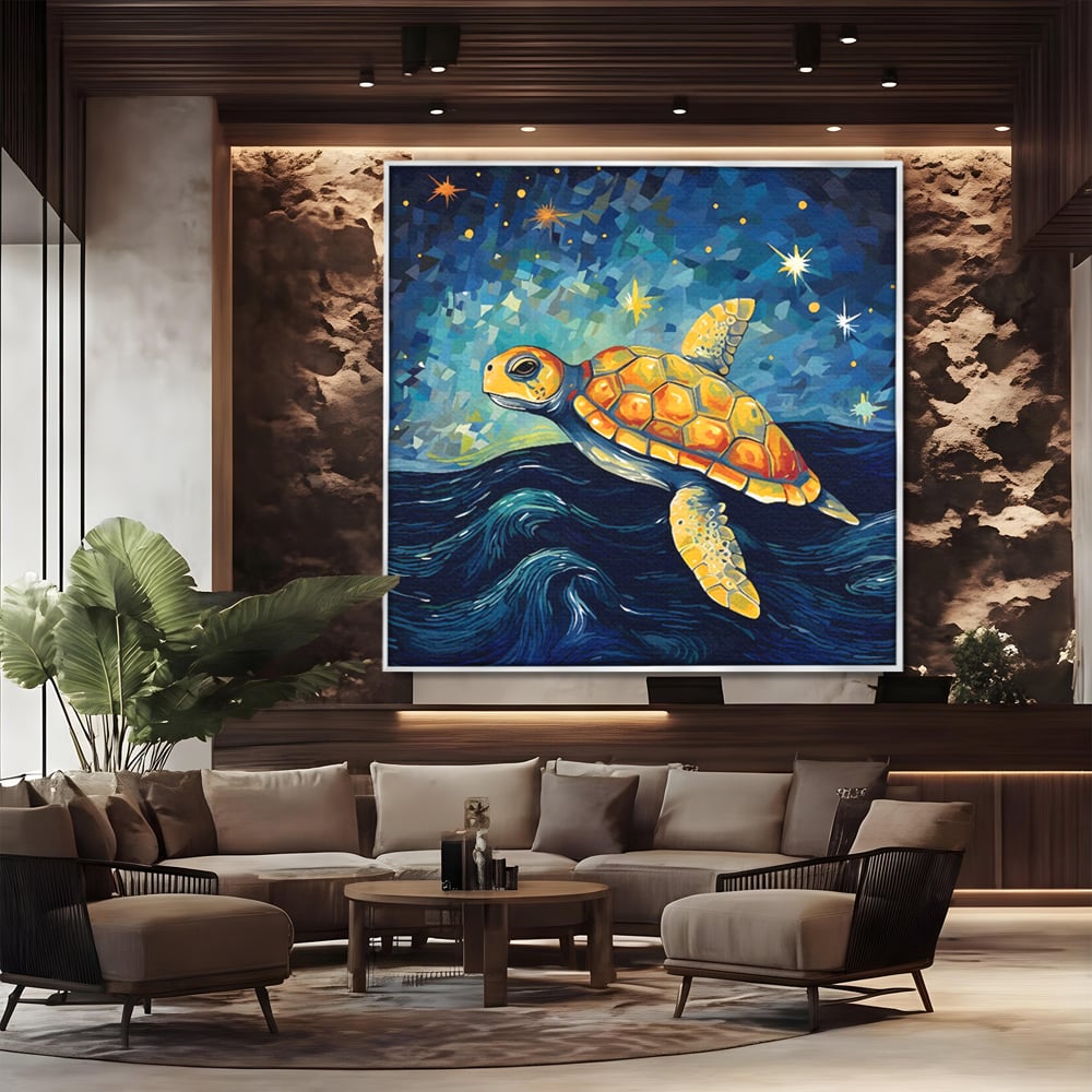 Tablou Canvas Premium LuxCanva® C1144, Turtle In The Ocean , Culori, Water, Swimming, Sky, Living Room, Relaxare, Culori Vibrante