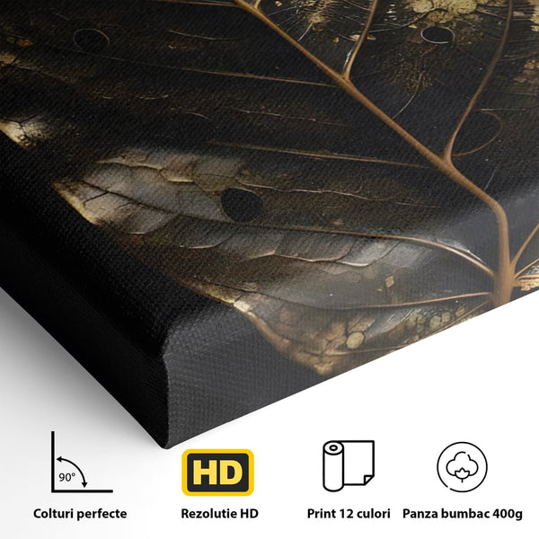 Tablou Canvas Premium LuxCanva® C1145, Old Golden Leaf , Culori, Nature, Time, Age, Living Room, Relaxare, Culori Vibrante