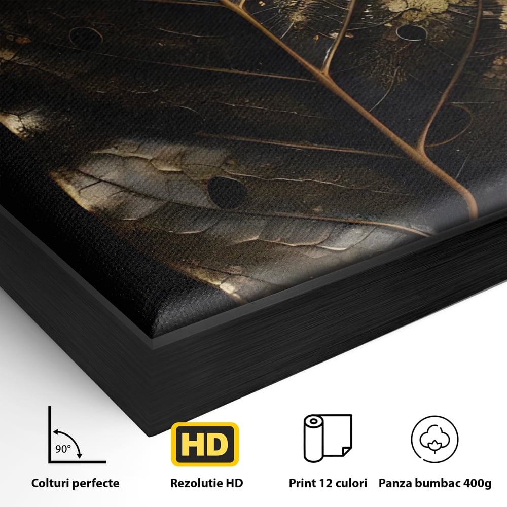 Tablou Canvas Premium LuxCanva® C1145, Old Golden Leaf , Culori, Nature, Time, Age, Living Room, Relaxare, Culori Vibrante