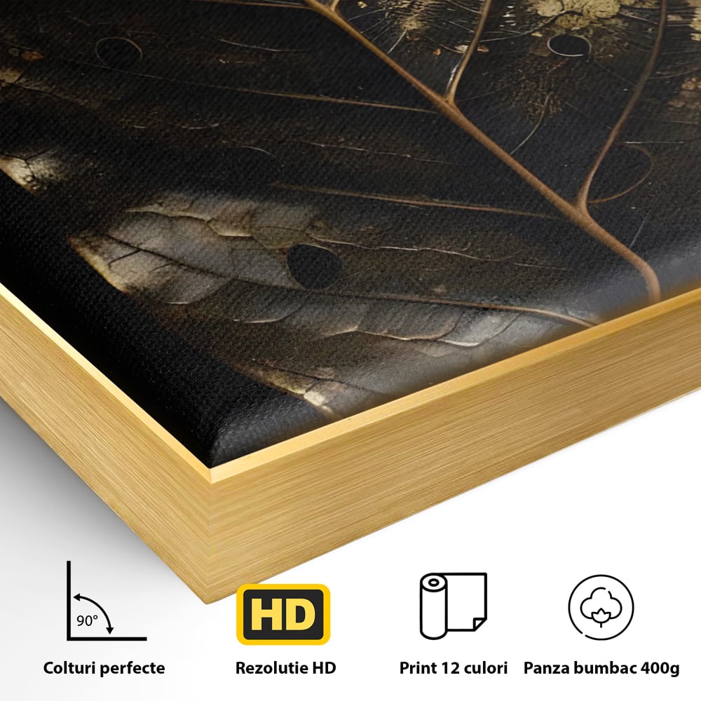 Tablou Canvas Premium LuxCanva® C1145, Old Golden Leaf , Culori, Nature, Time, Age, Living Room, Relaxare, Culori Vibrante