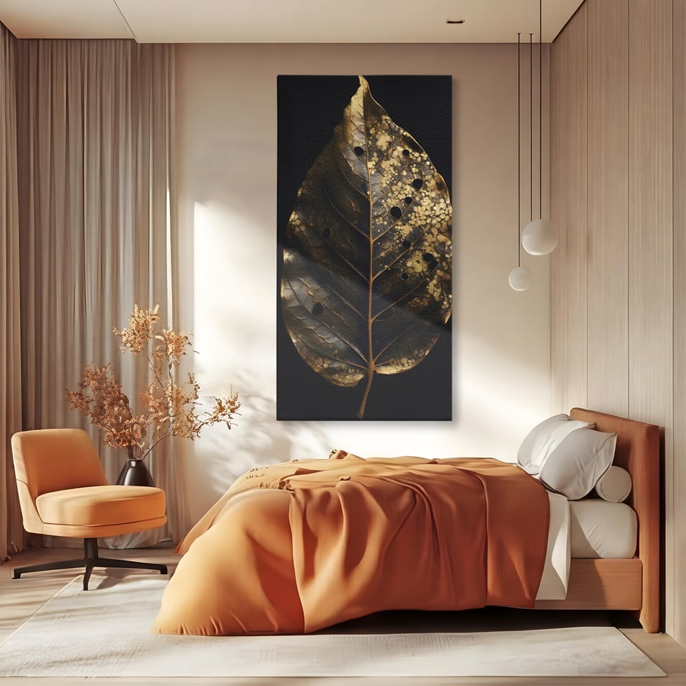 Tablou Canvas Premium LuxCanva® C1145, Old Golden Leaf , Culori, Nature, Time, Age, Living Room, Relaxare, Culori Vibrante