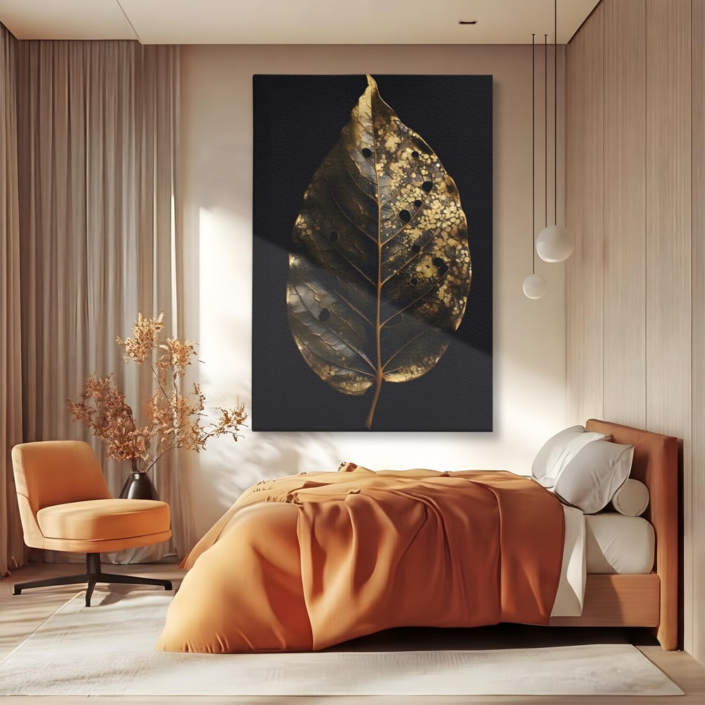 Tablou Canvas Premium LuxCanva® C1145, Old Golden Leaf , Culori, Nature, Time, Age, Living Room, Relaxare, Culori Vibrante