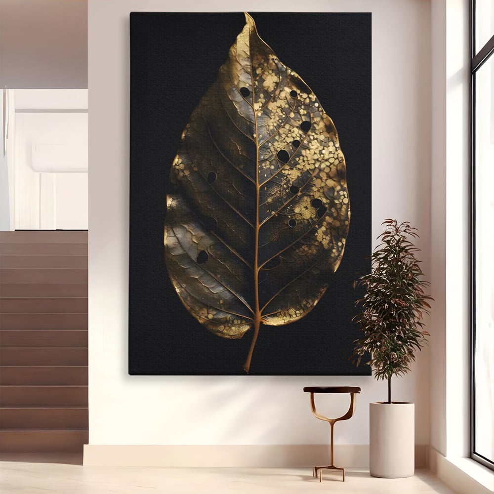 Tablou Canvas Premium LuxCanva® C1145, Old Golden Leaf , Culori, Nature, Time, Age, Living Room, Relaxare, Culori Vibrante