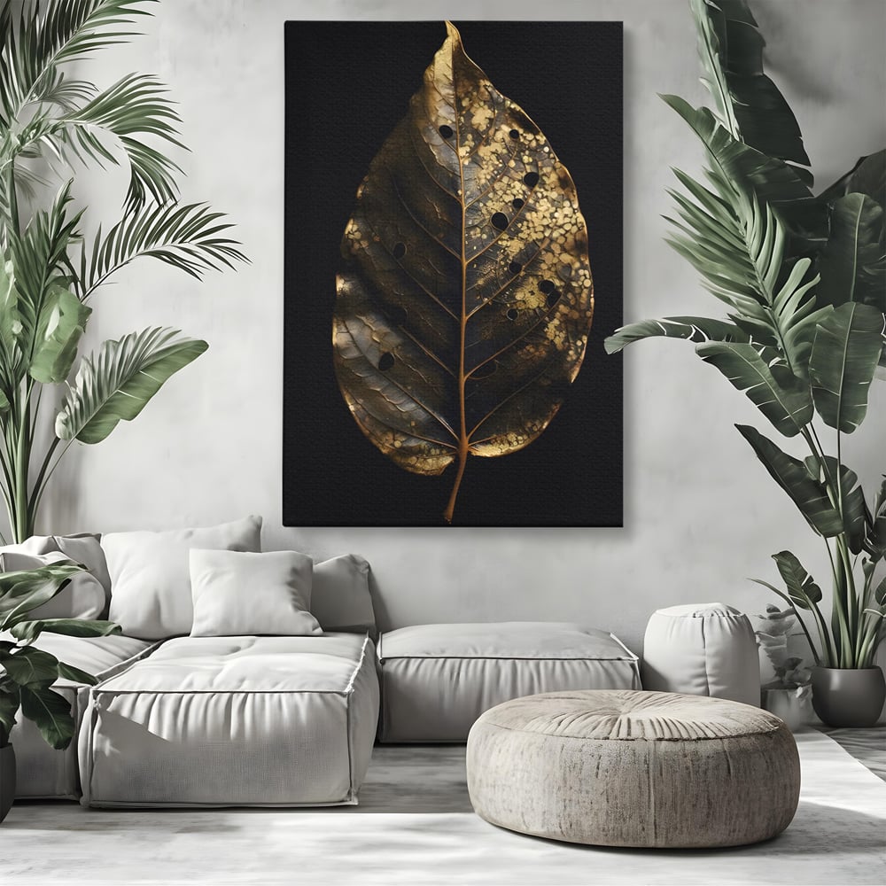Tablou Canvas Premium LuxCanva® C1145, Old Golden Leaf , Culori, Nature, Time, Age, Living Room, Relaxare, Culori Vibrante