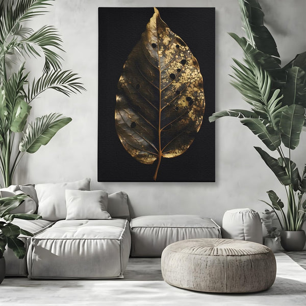Tablou Canvas Premium LuxCanva® C1145, Old Golden Leaf , Culori, Nature, Time, Age, Living Room, Relaxare, Culori Vibrante