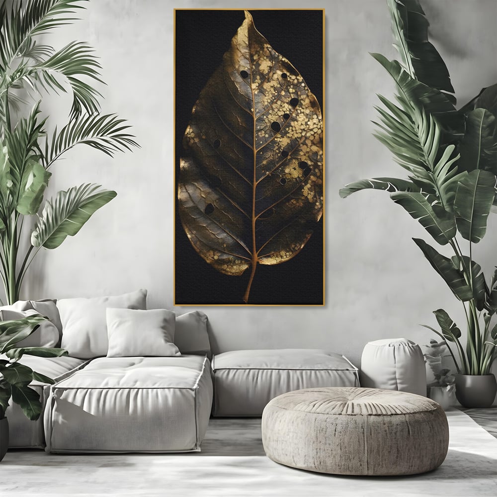 Tablou Canvas Premium LuxCanva® C1145, Old Golden Leaf , Culori, Nature, Time, Age, Living Room, Relaxare, Culori Vibrante