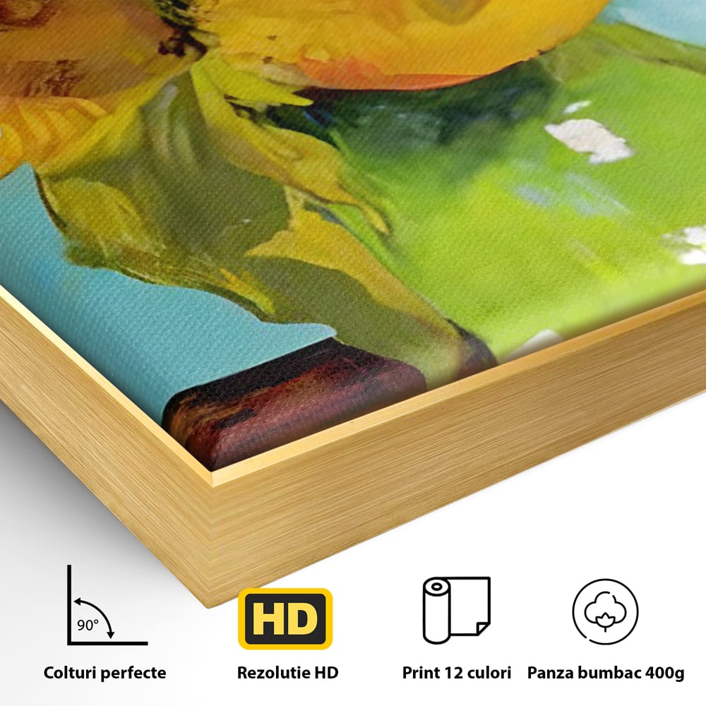 Tablou Canvas Premium LuxCanva® C1146, Vaza Cu Flori ,  Culori, Floarea Soarelui, Birou, Living Room, Relaxare, Culori Vibrante