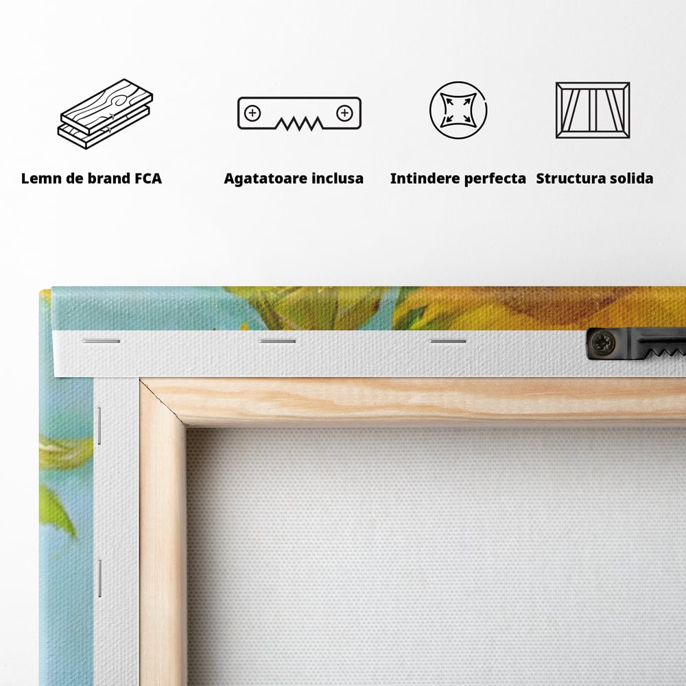 Tablou Canvas Premium LuxCanva® C1146, Vaza Cu Flori ,  Culori, Floarea Soarelui, Birou, Living Room, Relaxare, Culori Vibrante