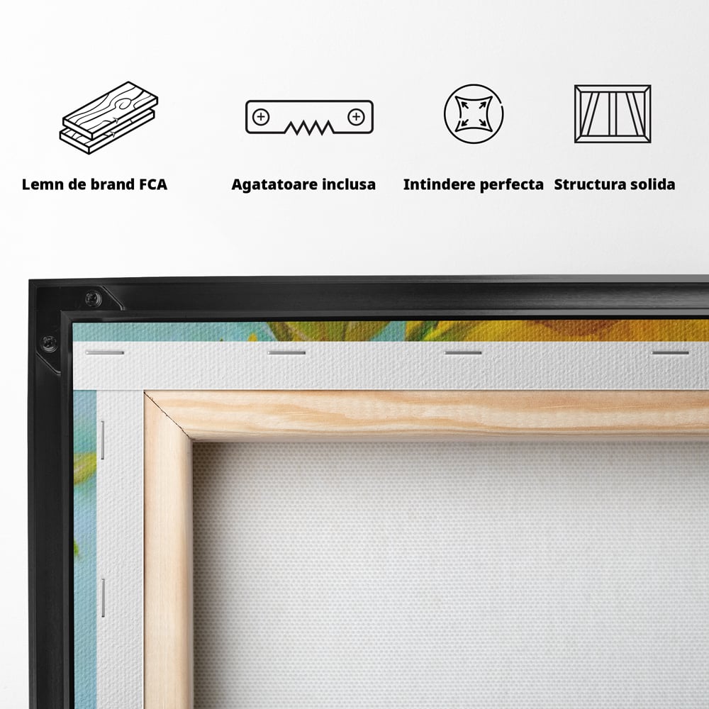 Tablou Canvas Premium LuxCanva® C1146, Vaza Cu Flori ,  Culori, Floarea Soarelui, Birou, Living Room, Relaxare, Culori Vibrante