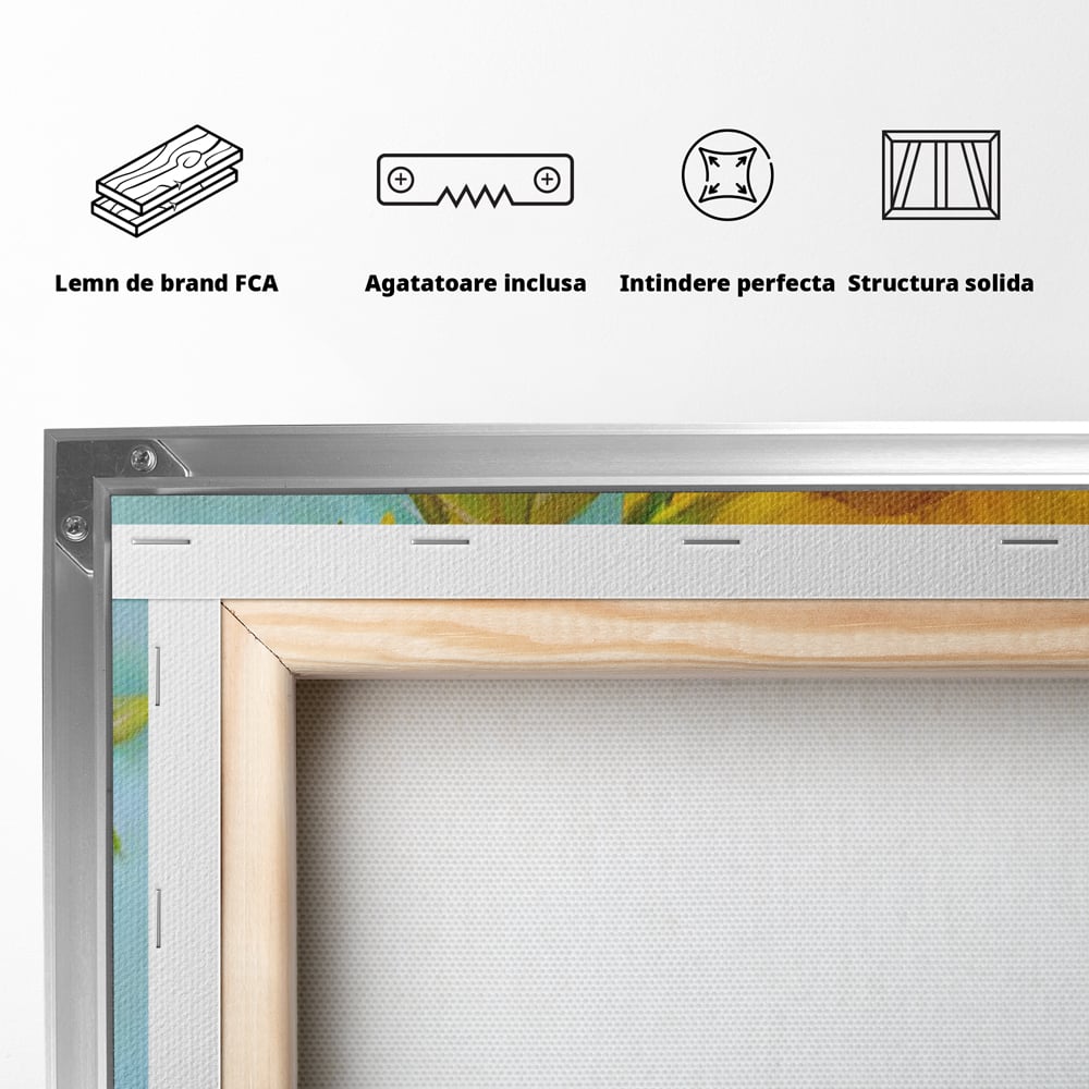 Tablou Canvas Premium LuxCanva® C1146, Vaza Cu Flori ,  Culori, Floarea Soarelui, Birou, Living Room, Relaxare, Culori Vibrante