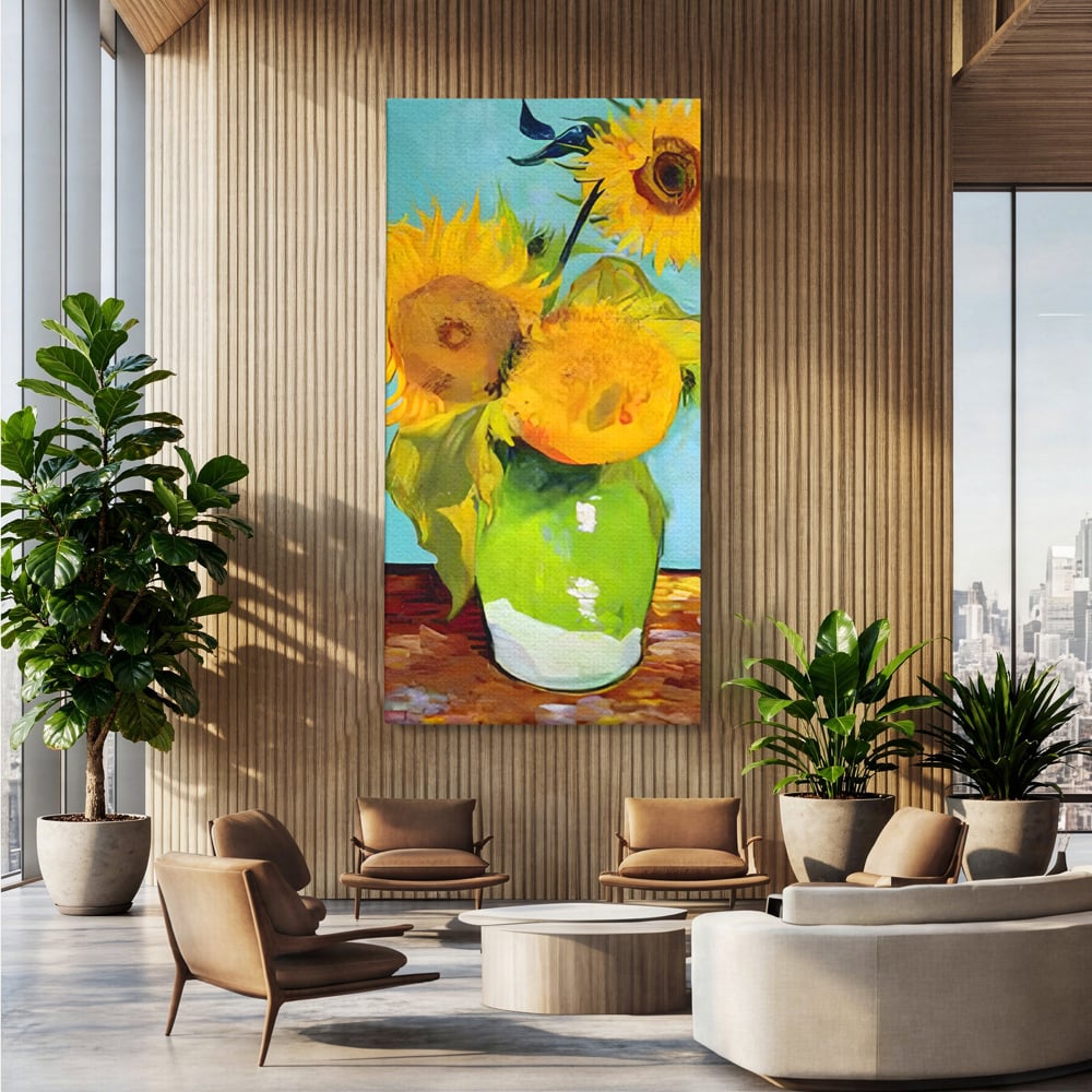 Tablou Canvas Premium LuxCanva® C1146, Vaza Cu Flori ,  Culori, Floarea Soarelui, Birou, Living Room, Relaxare, Culori Vibrante