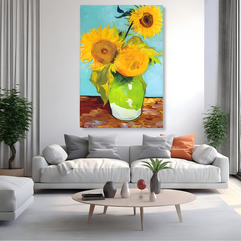Tablou Canvas Premium LuxCanva® C1146, Vaza Cu Flori ,  Culori, Floarea Soarelui, Birou, Living Room, Relaxare, Culori Vibrante