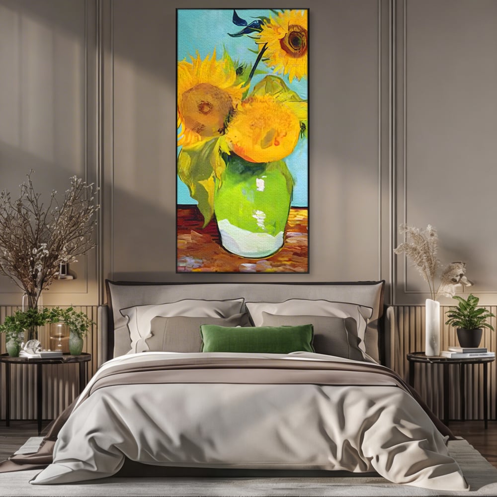 Tablou Canvas Premium LuxCanva® C1146, Vaza Cu Flori ,  Culori, Floarea Soarelui, Birou, Living Room, Relaxare, Culori Vibrante