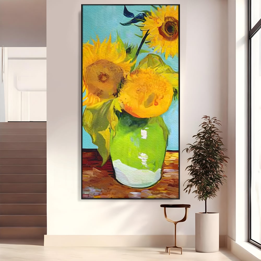 Tablou Canvas Premium LuxCanva® C1146, Vaza Cu Flori ,  Culori, Floarea Soarelui, Birou, Living Room, Relaxare, Culori Vibrante