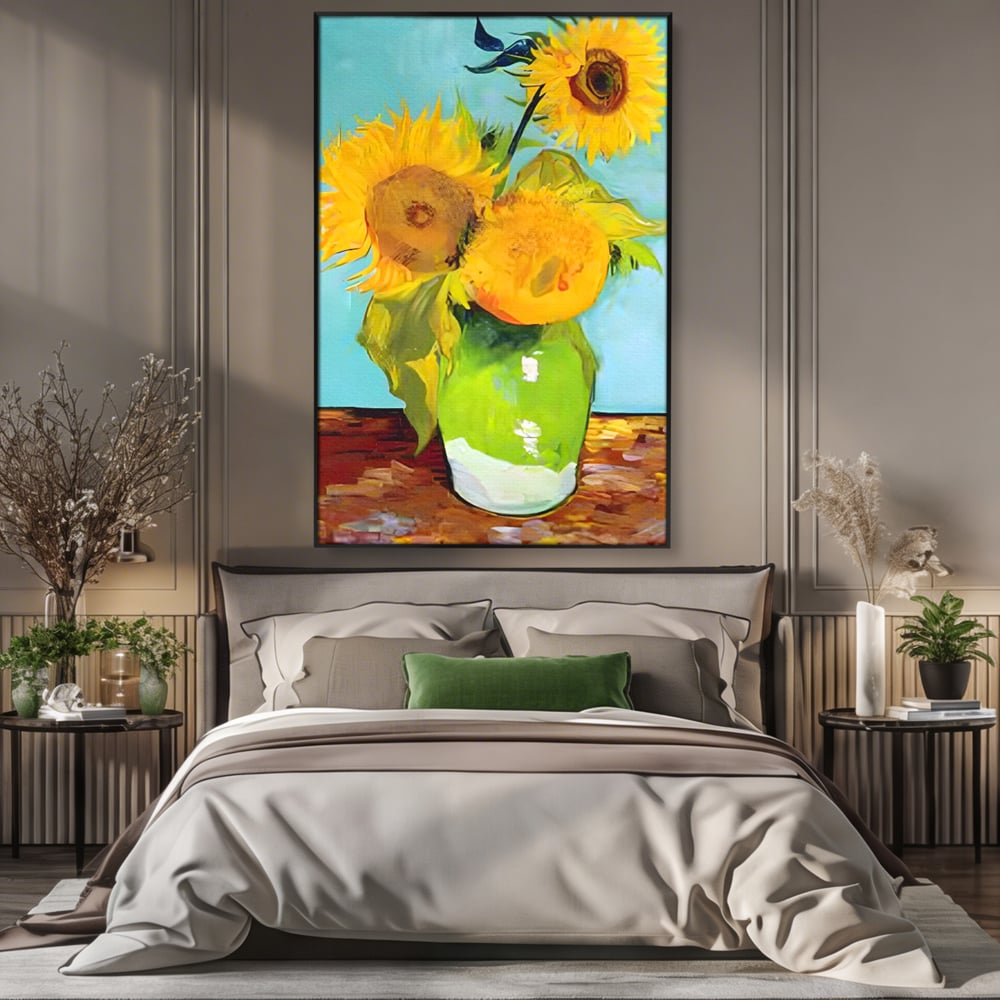 Tablou Canvas Premium LuxCanva® C1146, Vaza Cu Flori ,  Culori, Floarea Soarelui, Birou, Living Room, Relaxare, Culori Vibrante