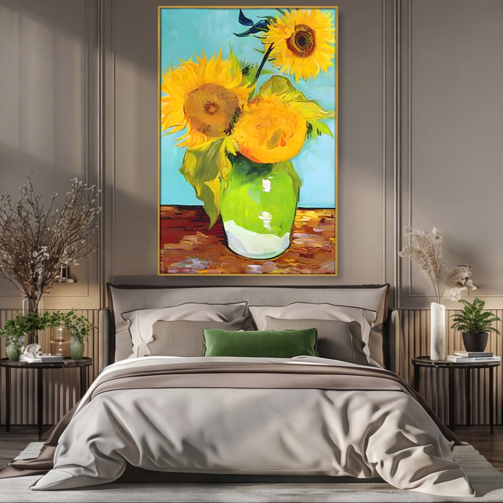 Tablou Canvas Premium LuxCanva® C1146, Vaza Cu Flori ,  Culori, Floarea Soarelui, Birou, Living Room, Relaxare, Culori Vibrante