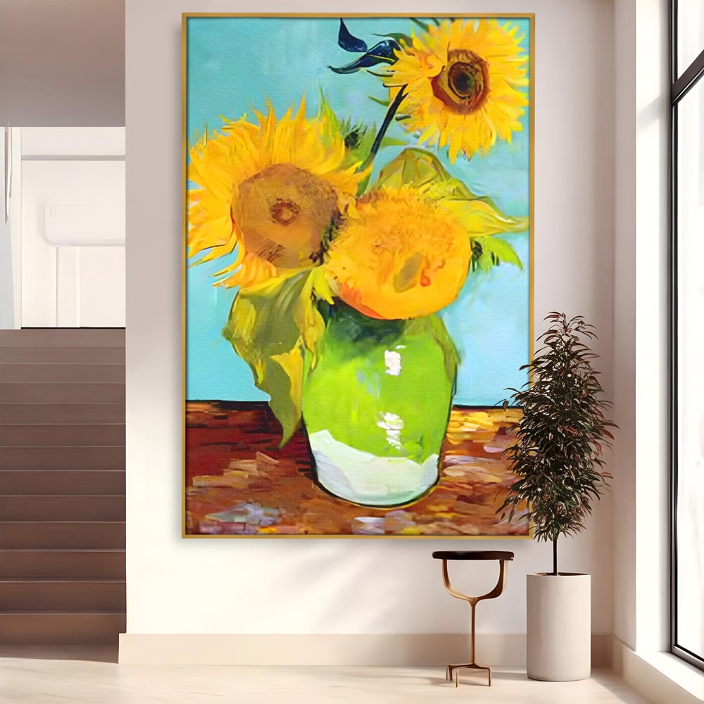 Tablou Canvas Premium LuxCanva® C1146, Vaza Cu Flori ,  Culori, Floarea Soarelui, Birou, Living Room, Relaxare, Culori Vibrante