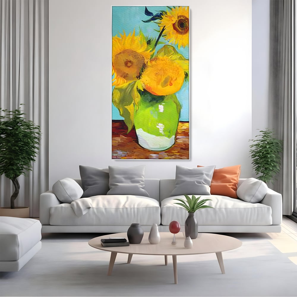 Tablou Canvas Premium LuxCanva® C1146, Vaza Cu Flori ,  Culori, Floarea Soarelui, Birou, Living Room, Relaxare, Culori Vibrante
