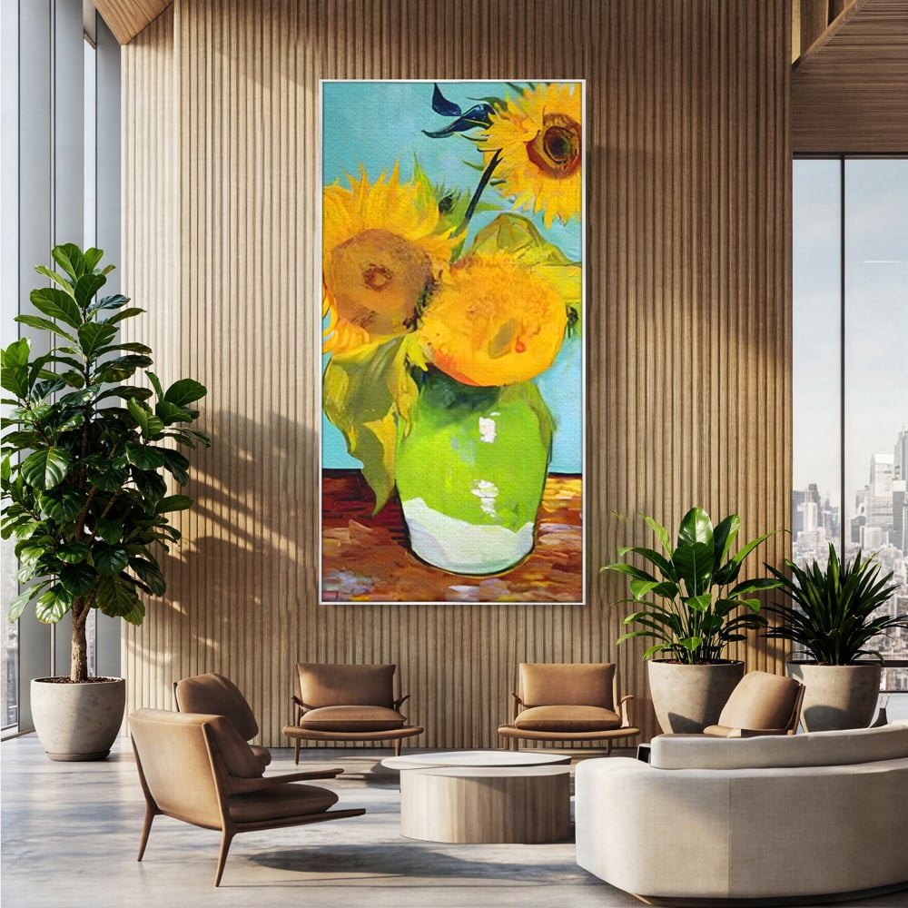 Tablou Canvas Premium LuxCanva® C1146, Vaza Cu Flori ,  Culori, Floarea Soarelui, Birou, Living Room, Relaxare, Culori Vibrante