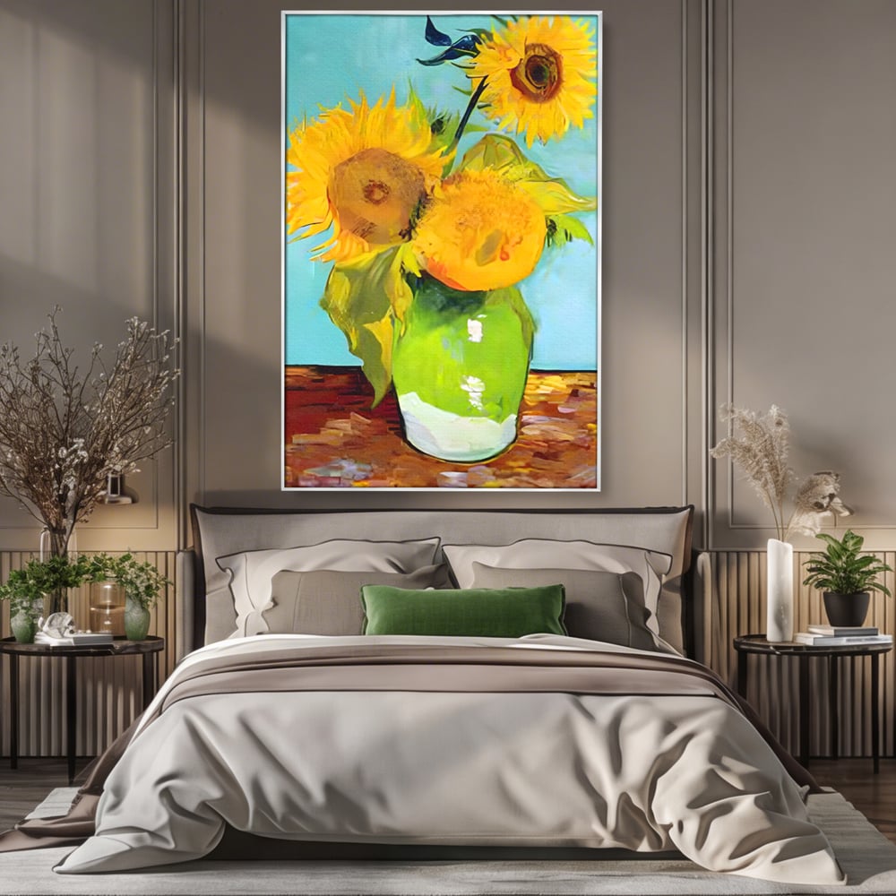 Tablou Canvas Premium LuxCanva® C1146, Vaza Cu Flori ,  Culori, Floarea Soarelui, Birou, Living Room, Relaxare, Culori Vibrante