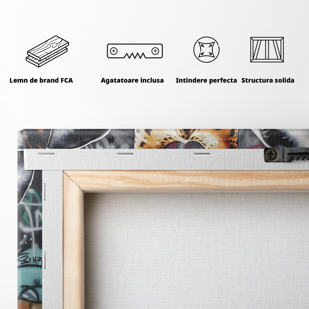 Tablou Canvas Premium LuxCanva® C1149, Safari Fashion , Culori, Plante, Natura, Moda, Animale, Living Room, Relaxare, Culori Vibrante
