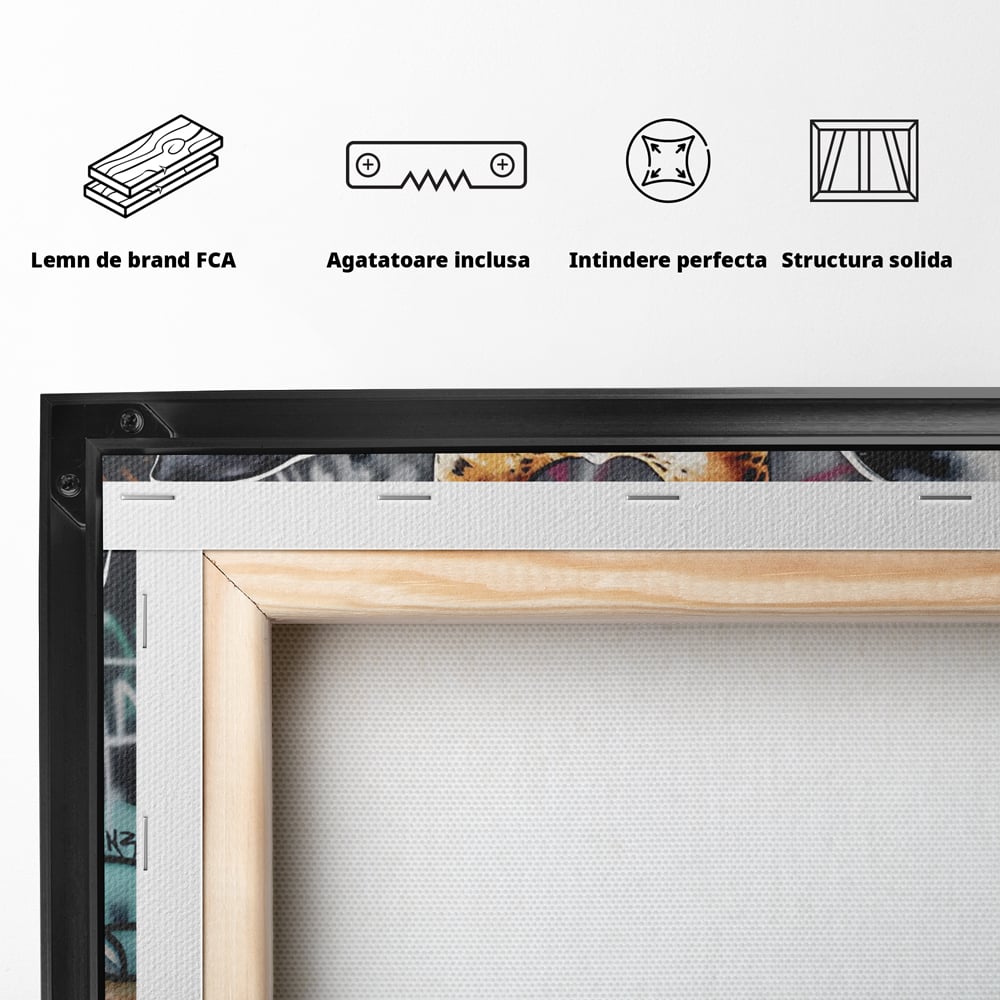 Tablou Canvas Premium LuxCanva® C1149, Safari Fashion , Culori, Plante, Natura, Moda, Animale, Living Room, Relaxare, Culori Vibrante