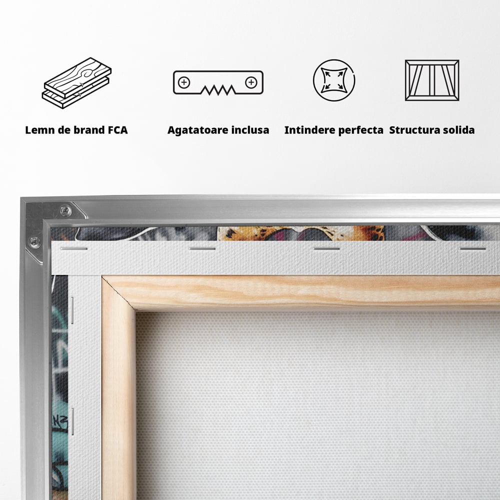 Tablou Canvas Premium LuxCanva® C1149, Safari Fashion , Culori, Plante, Natura, Moda, Animale, Living Room, Relaxare, Culori Vibrante