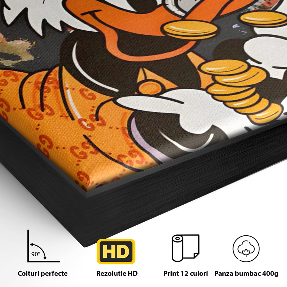 Leinwand Premium Canvas Wandkunst, LuxCanva® C1150, Donald Counting Money, Farben, Cartoon, glücklich, glücklich, Geld, Wohnzimmer, entspannend, lebendige Farben
