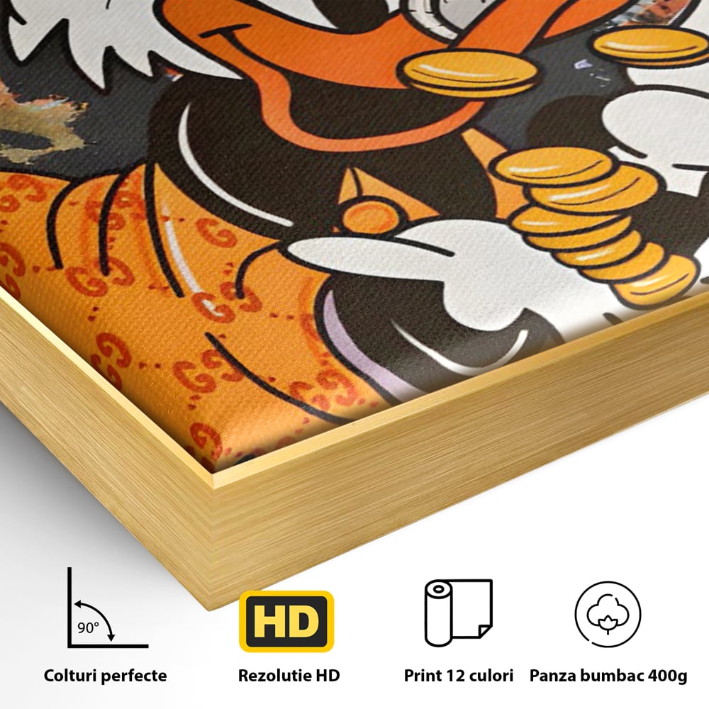 Leinwand Premium Canvas Wandkunst, LuxCanva® C1150, Donald Counting Money, Farben, Cartoon, glücklich, glücklich, Geld, Wohnzimmer, entspannend, lebendige Farben