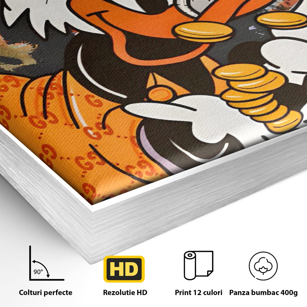Leinwand Premium Canvas Wandkunst, LuxCanva® C1150, Donald Counting Money, Farben, Cartoon, glücklich, glücklich, Geld, Wohnzimmer, entspannend, lebendige Farben