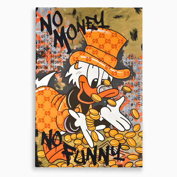 Leinwand Premium Canvas Wandkunst, LuxCanva® C1150, Donald Counting Money, Farben, Cartoon, glücklich, glücklich, Geld, Wohnzimmer, entspannend, lebendige Farben