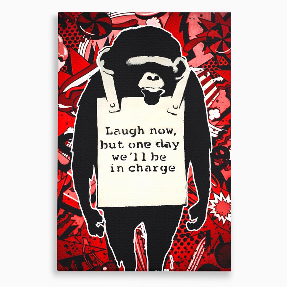 Tablou Canvas Premium LuxCanva® C1152, Message From The Apes , Culori, Animals, Jungle, Monkey, Game Room, Bar, Relaxare, Culori Vibrante