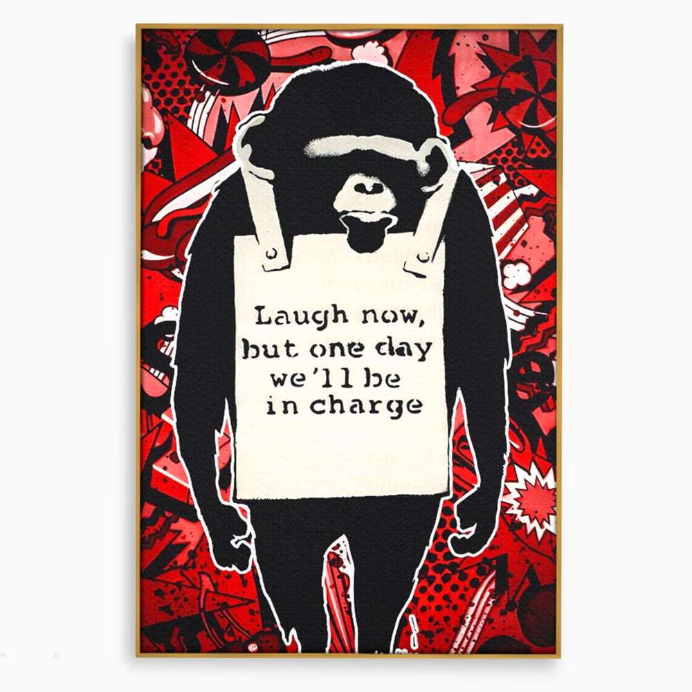 Tablou Canvas Premium LuxCanva® C1152, Message From The Apes , Culori, Animals, Jungle, Monkey, Game Room, Bar, Relaxare, Culori Vibrante