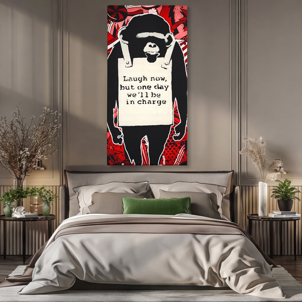 Tablou Canvas Premium LuxCanva® C1152, Message From The Apes , Culori, Animals, Jungle, Monkey, Game Room, Bar, Relaxare, Culori Vibrante